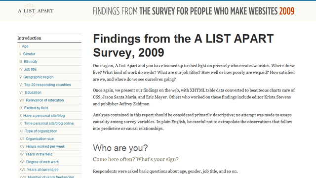 Preview image of 'A LIST APART Survey, 2009'